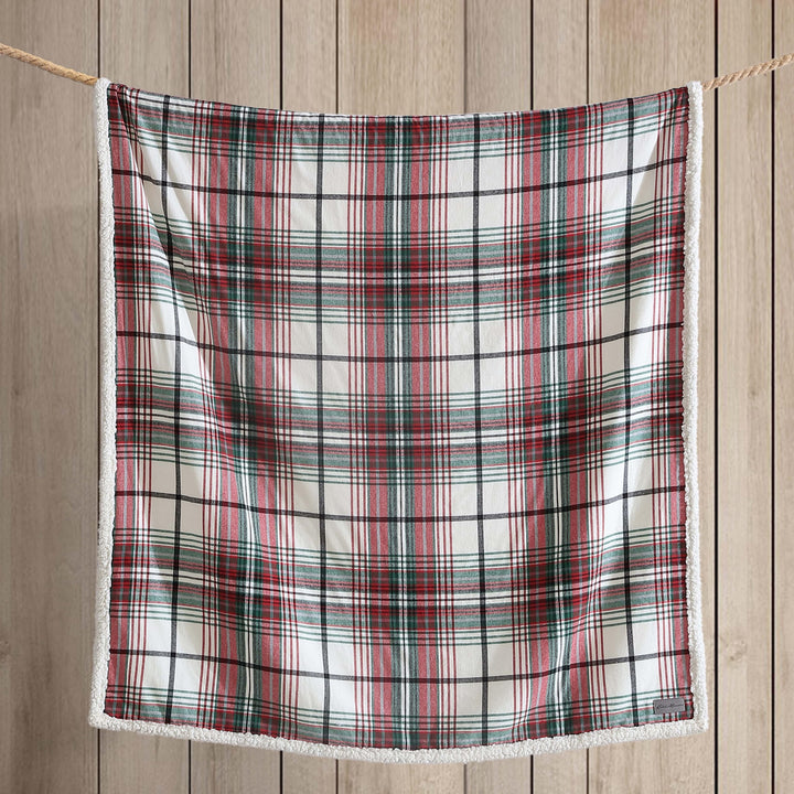 Eddie Bauer - Throw Blanket, Super Soft Reversible Cotton Flannel Sherpa Bedding, Ideal Christmas & White Elephant Gifts, Cozy Plaid Throw Blankets for Couch (Winslow Charcoal, Throw) Winslow Charcoal/Red