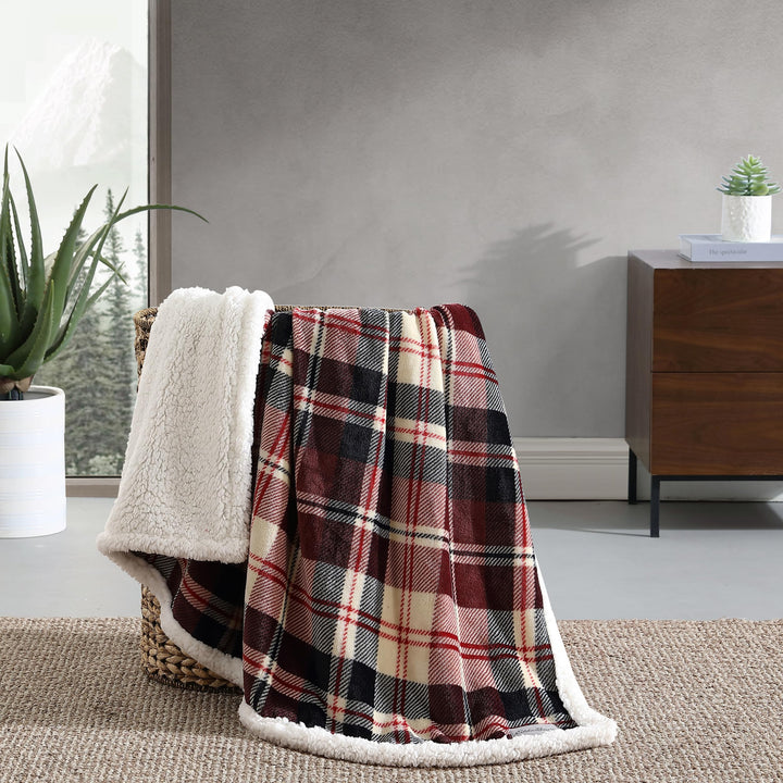 Eddie Bauer - Throw Blanket, Super Soft Reversible Sherpa Fleece Bedding, Ideal Christmas & White Elephant Gifts, Cozy Plaid Throw Blankets for Couch (Elk Stance Grey, Throw) Elk Stance Grey/White Animal