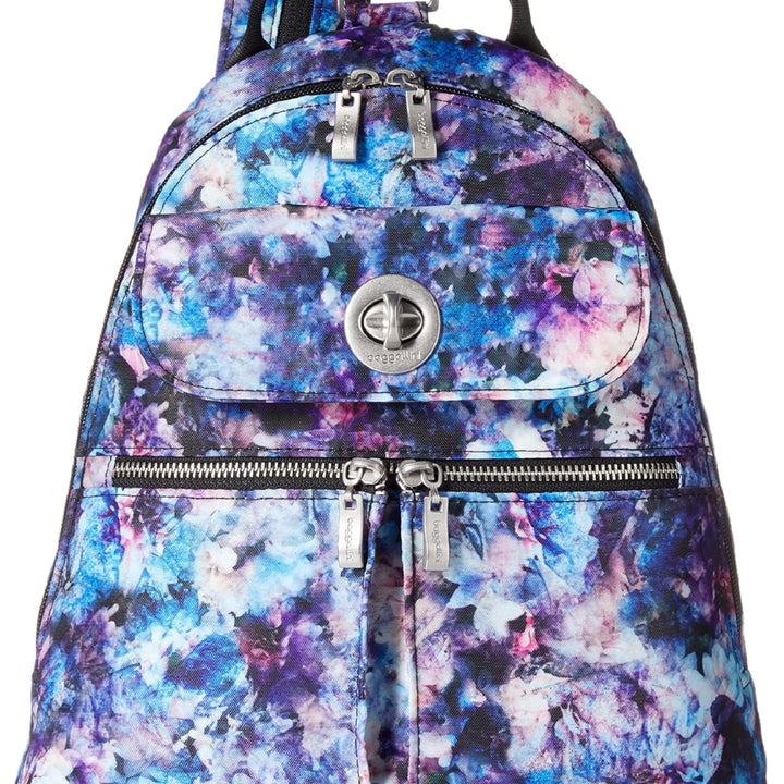 Baggallini Naples Convertible Small Daypack Sling Crossbody, Midnight Blossom One Size