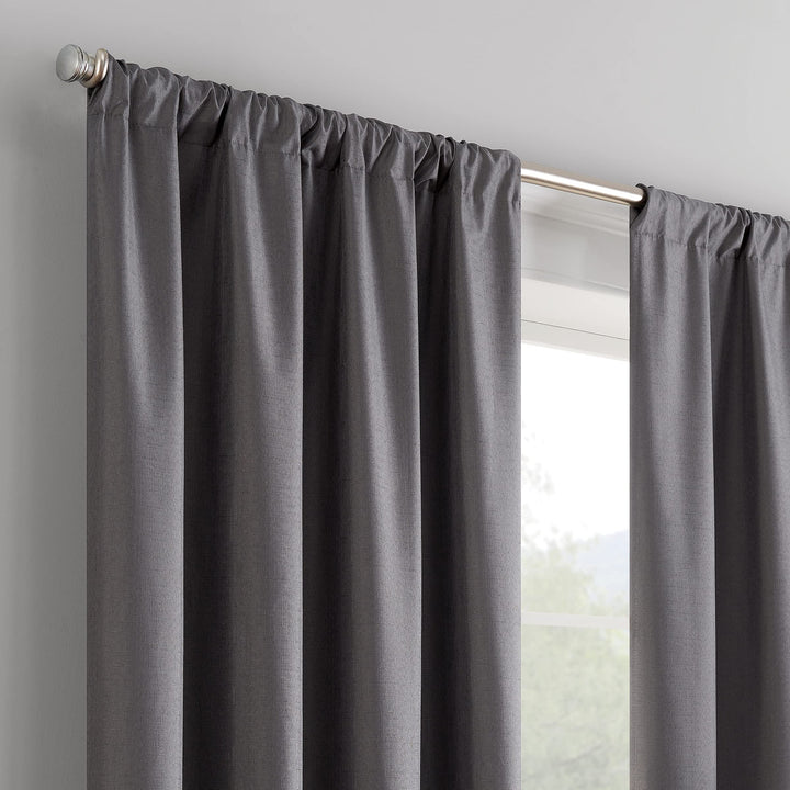 ECLIPSE Kendall Modern Blackout Thermal Rod Pocket Window Curtain for Bedroom or Living Room (1 Panel), 42 x 95, Charcoal