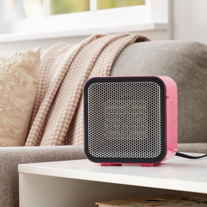 Basics 500-Watt Ceramic Small Space Personal Mini Heater - Pink