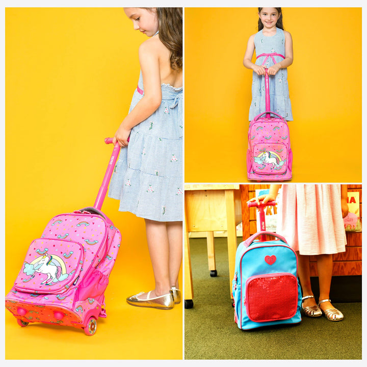 J World New York Kids' Sparkle Rolling Backpack Robot