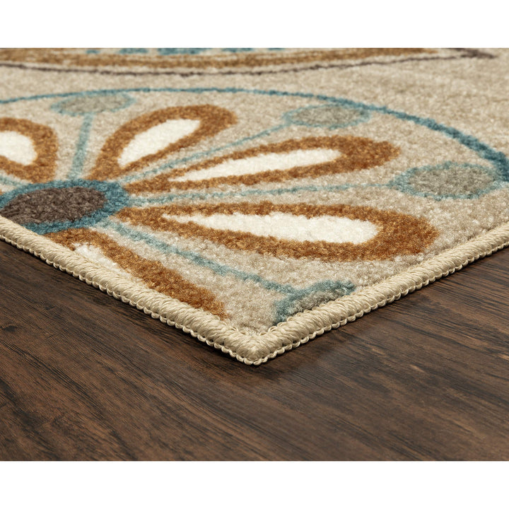 Maples Rugs Reggie Floral Kitchen Rugs Non Skid Washable Accent Area Carpet [Made in USA], Beige, 1'8 x 2'10 1'8" x 2'10"