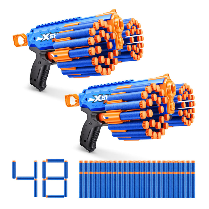 X-Shot Insanity Manic Blaster Dual Pack by ZURU with 48 Darts, Air Pocket Technology Darts and Dart Storage, Outdoor Toy for Boys and Girls, Teens and Adults