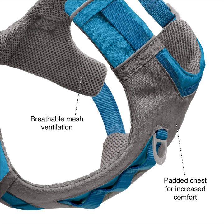 Kurgo K01933 Dog Harness for Large, Medium, & Active Dogs, Pet Hiking Harness for Running & Walking, Everyday Harnesses for Pets, Reflective, Journey Air, Blue/Grey 2018, Small