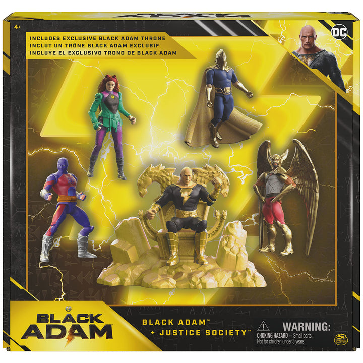 DC Comics, Black Adam and Justice Society Set, 4-inch Black Adam Toy Figures and Throne, Hawkman, Dr. Fate, Atom Smasher, Cyclone, Kids Toys for Boys and Girls Ages 3 and Up ( Exclusive)