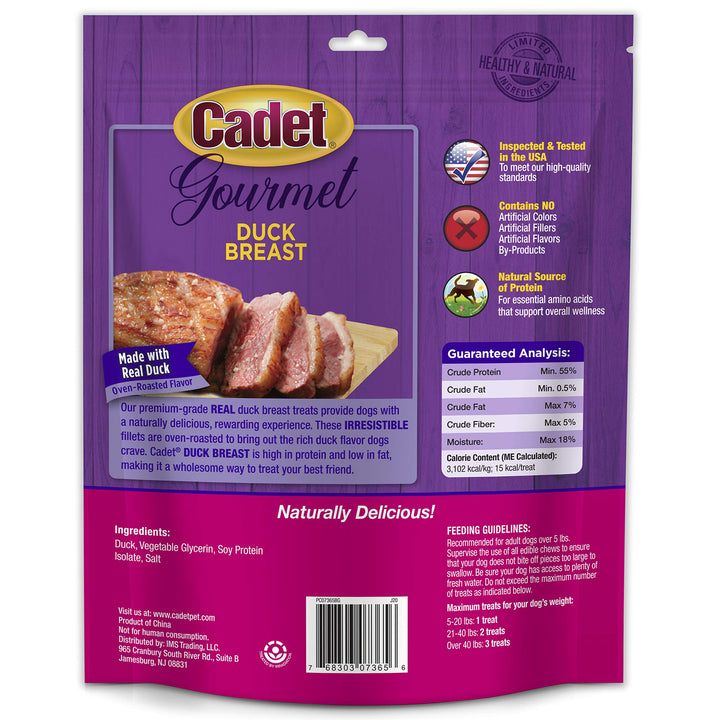 Cadet Gourmet Duck Breast Dog Treats - Healthy & Natural Dog Training Treats for Small & Large Dogs - Inspected & Tested in USA (14 oz.)