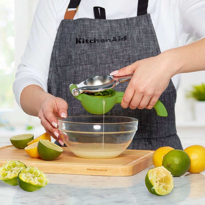 KitchenAid Citrus Juice Press Squeezer for Lemons and Limes with Seed Catcher and Pour Spout, Green, 8 inches