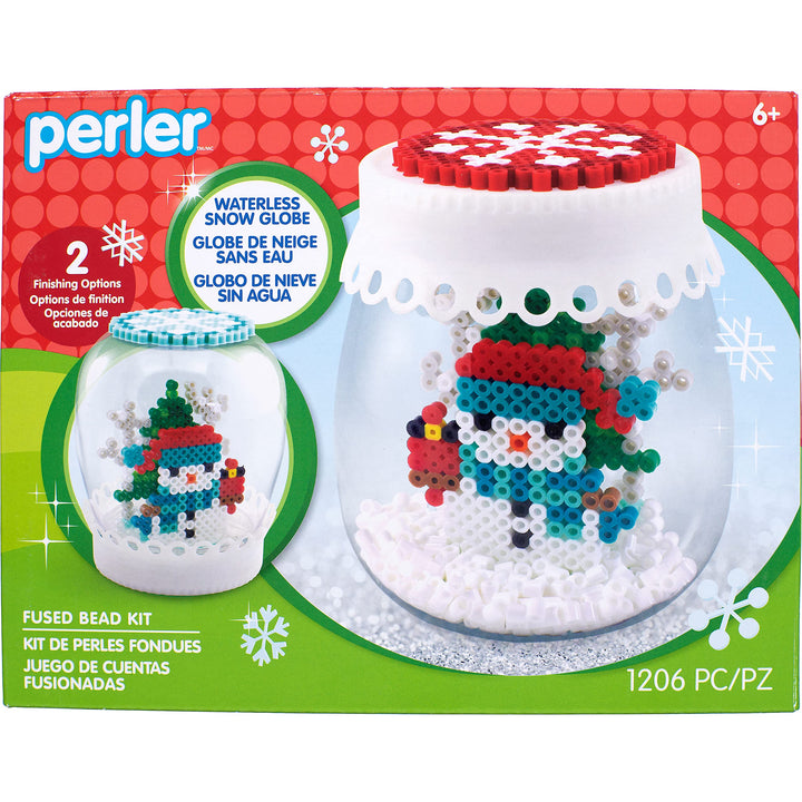 Perler Waterless Snow Globe Christmas Fused Bead Kit for Kids and Adults, Pattern Sizes Vary, 1206 Piece Perler Waterless Snow Globe