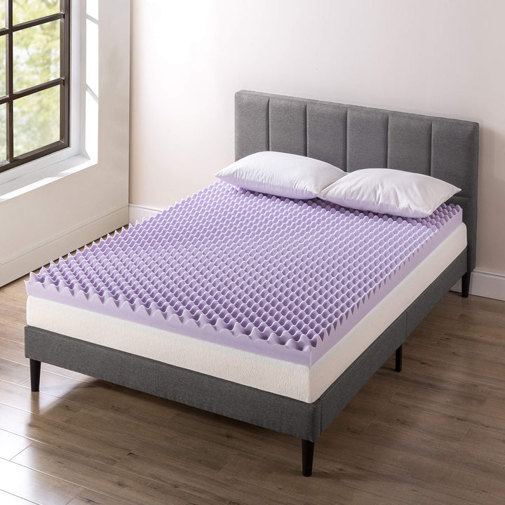 Best Price Mattress 3 Inch Egg Crate Memory Foam Mattress Topper with Soothing Lavender Infusion, CertiPUR-US Certified, Short Queen