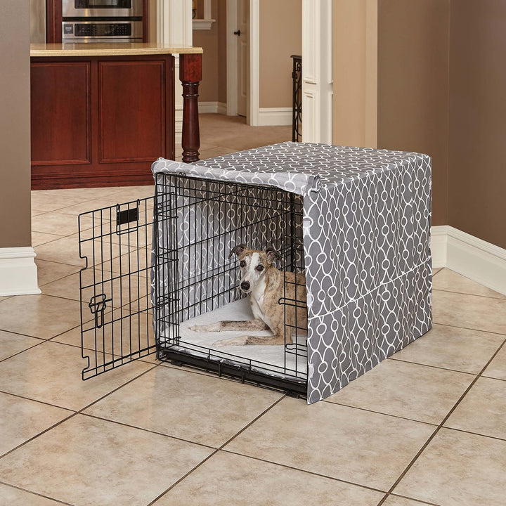 MidWest Homes for Pets Privacy Dog Crate Cover Fits MidWest Dog Crates, Machine Wash & Dry Gray Geometric Pattern 36-Inch