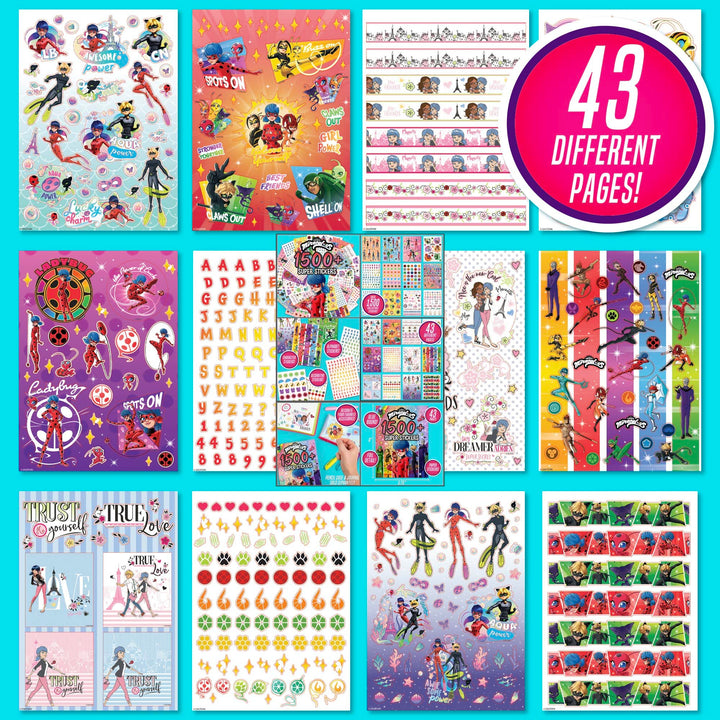 Zagtoon Miraculous Ladybug 1500+ Stickers, Ultimate Heroez Stickers, Ladybug, Cat Noir, Rena Rouge, Carapace, Vesperia, Bunnyx, Tikki, Plagg, Cute Gifts for Girls Kids Teens Adults