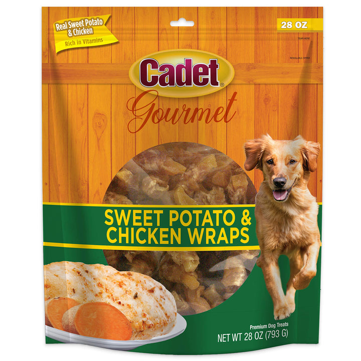 Cadet Gourmet Sweet Potato & Chicken Wraps Dog Treats - Healthy and Natural Chicken and Sweet Potato Dog Training Treats for Small & Large Dogs - Inspected & Tested in USA (28 oz.) 28 Ounce (Pack of 1)