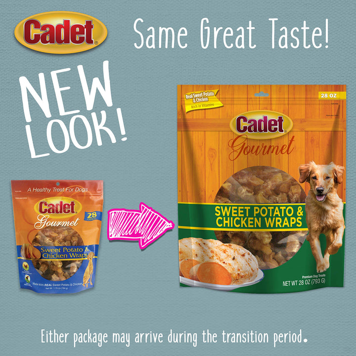 Cadet Gourmet Sweet Potato & Chicken Wraps Dog Treats - Healthy and Natural Chicken and Sweet Potato Dog Training Treats for Small & Large Dogs - Inspected & Tested in USA (28 oz.) 28 Ounce (Pack of 1)