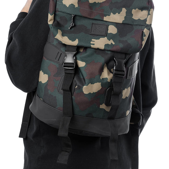 X RAY Canvas Rucksack Backpack Travel Overnight Weekend Bag for Men Women W/Capacity Adjustable 19L & Fits 15.6 Inch Laptop One Size Camo/Black