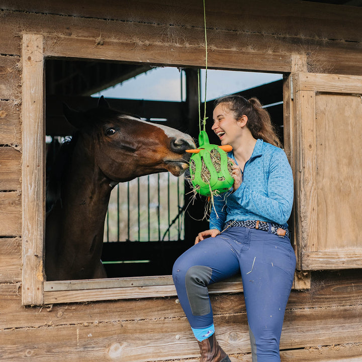 Horsemen's Pride Jolly Hay Ball Stall Toy for Horses, Blue, 8"