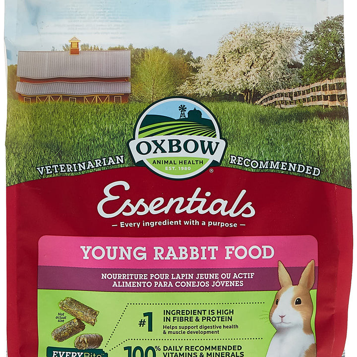 Oxbow Essentials Young Rabbit Food - All Natural Rabbit Pellets- High Energy & Calcium- Made in the USA - All Natural Vitamins & Minerals- Veterinarian Recommended- 5 lb. 80 Fl Oz (Pack of 1)