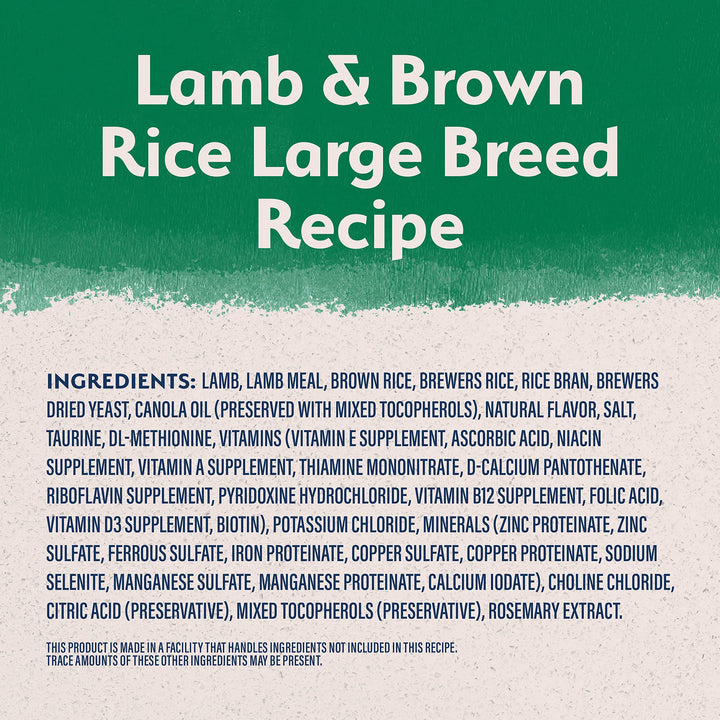 Natural Balance Limited Ingredient Large Breed Adult Dry Dog Food with Healthy Grains, Lamb & Brown Rice Recipe, 12 Pound (Pack of 1) 12 Pound (Pack of 1)