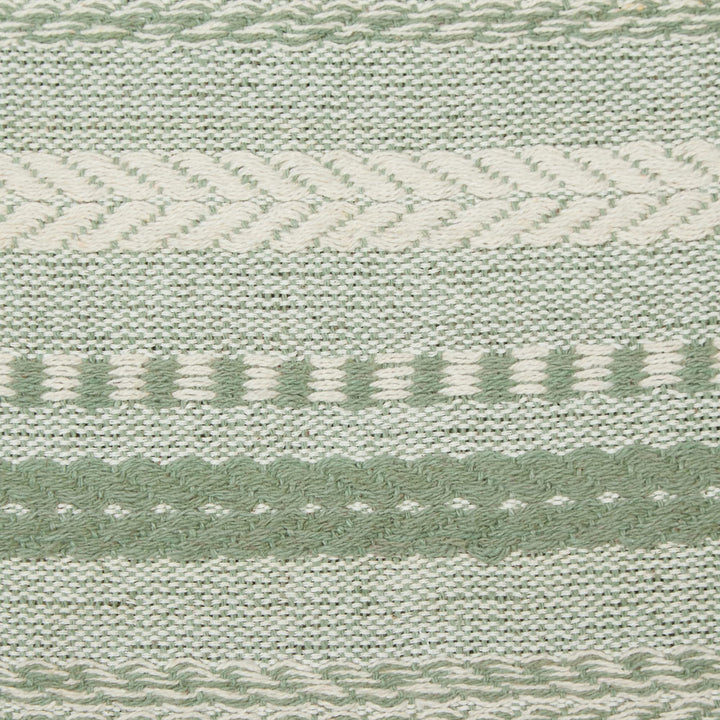 DII Farmhouse Braided Stripe Table Runner Collection, 15x108 (15x113, Fringe Included), Artichoke Green 15x108" (15x113", Fringe Included) Striped