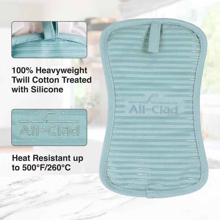 All-Clad Premium Pot Holder & Heating Pad, (2-Pack) Heat Resistant to 500 Degrees, 100% Cotton 10"x6.25" for Kitchen and Barbeque, Rainfall 2 Pack