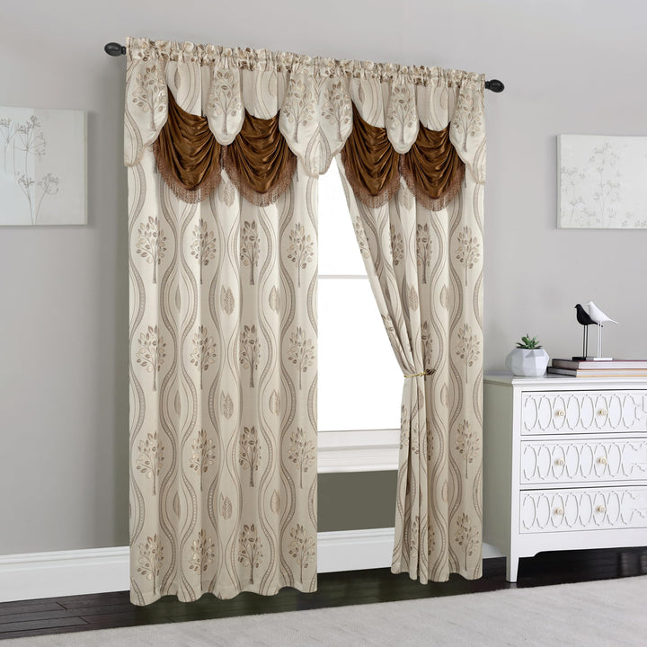 Elegant Comfort Luxurious Beautiful Curtain Panel Set with Attached Valance and Backing 54" X 84 inch (Set of 2), Navy Blue 54"W x 84"L (Pack of 2)