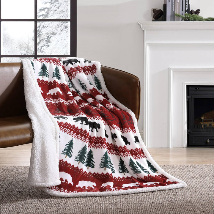 Eddie Bauer - Throw Blanket, Super Soft Reversible Sherpa Fleece Bedding, Ideal Christmas & White Elephant Gifts, Cozy Plaid Throw Blankets for Couch (Elk Stance Grey, Throw) Elk Stance Grey/White Animal