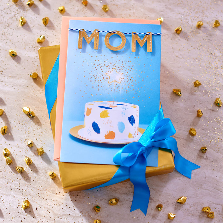 American Greetings Birthday Card for Mom (Learn and Grow) Cake w Star Sparkler Photo