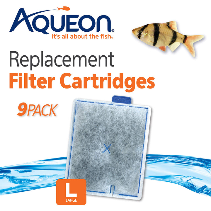 Aqueon Aquarium Fish Tank Replacement Filter Cartridges Large - 9 pack