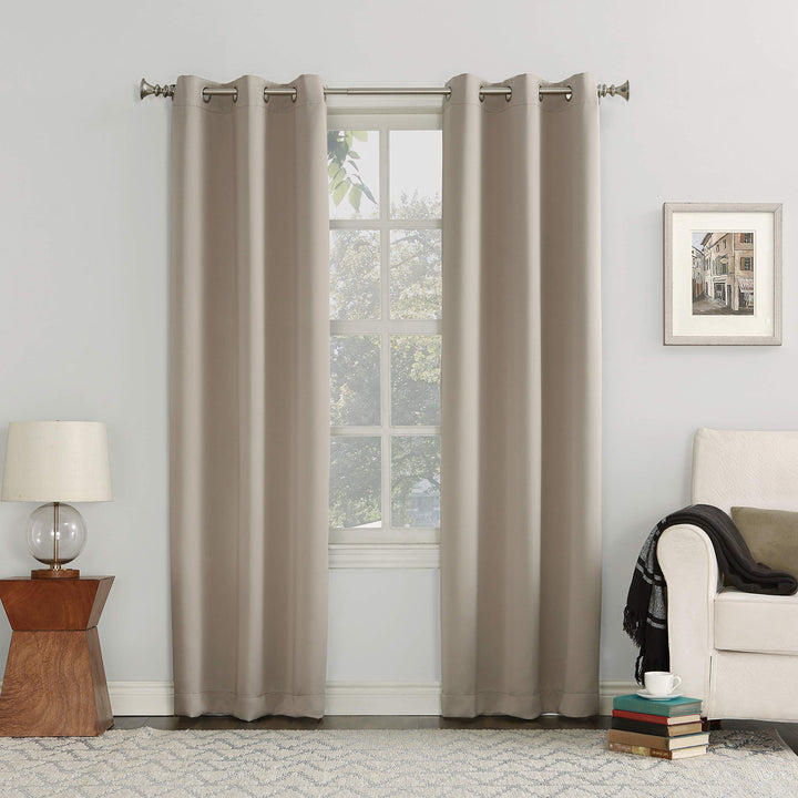 Sun Zero Easton Energy Saving Blackout Grommet Curtain Panel, 40" x 108", Stone 40" x 108"