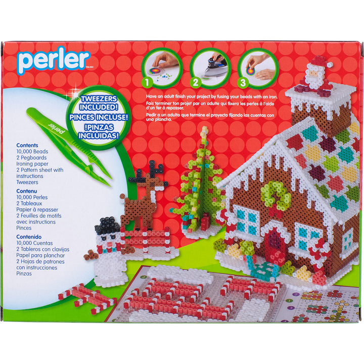 Perler Gingerbread House Christmas Fused Bead Kit for Kids' Crafts, Multicolor 10006 Piece, Small