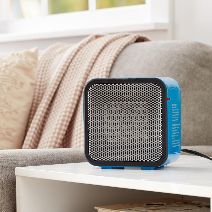 Basics 500-Watt Ceramic Small Space Personal Mini Heater - Blue