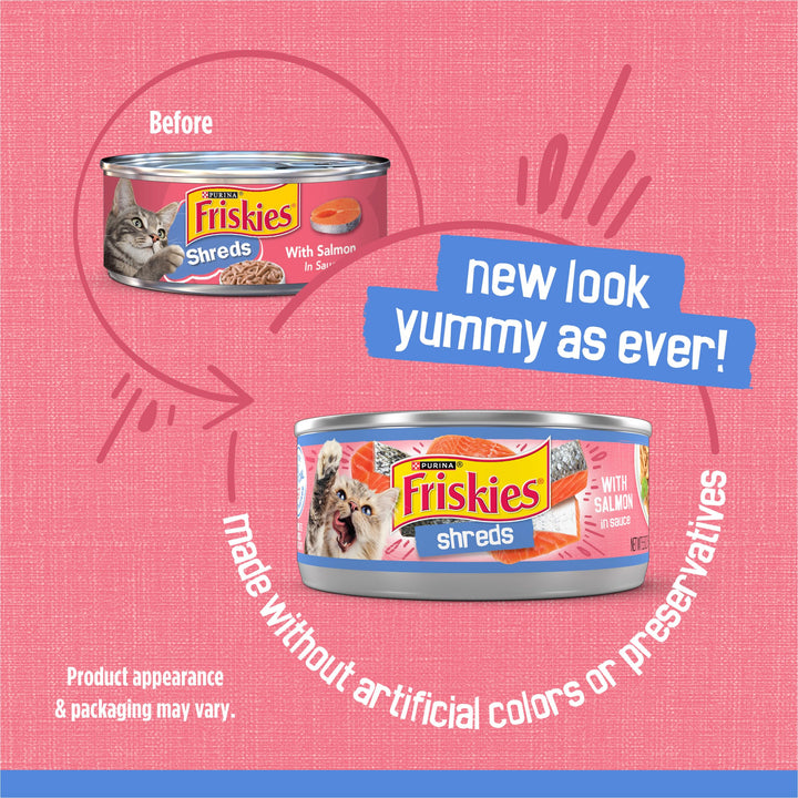 Purina Friskies Shreds With Salmon in Sauce Wet Cat Food - (Pack of 24) 5.5 oz. Cans