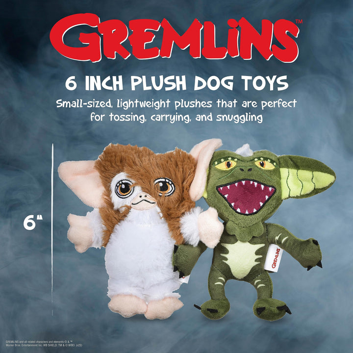 Warner Bros Horror 2Pc Halloween Gremlins Plush Toys for Dogs | Gremlins Stripes and Mogwai Plush Dog Toys | Medium | Classic Movie Toys for All Dogs, Official Dog Toy Product of WB for Pets Mogwai & Stripes 6 Inch - 2 Pack