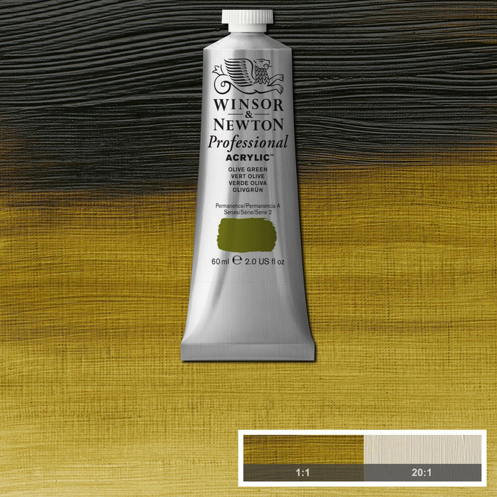 Winsor & Newton Professional Acrylic Paint, 60ml (2-oz) Tube, Olive Green 2-oz Tube