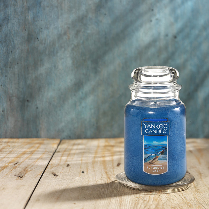 Yankee Candle Turquoise Sky Scented, Classic 22oz Large Jar Single Wick Candle, Over 110 Hours of Burn Time Classic Large Jar