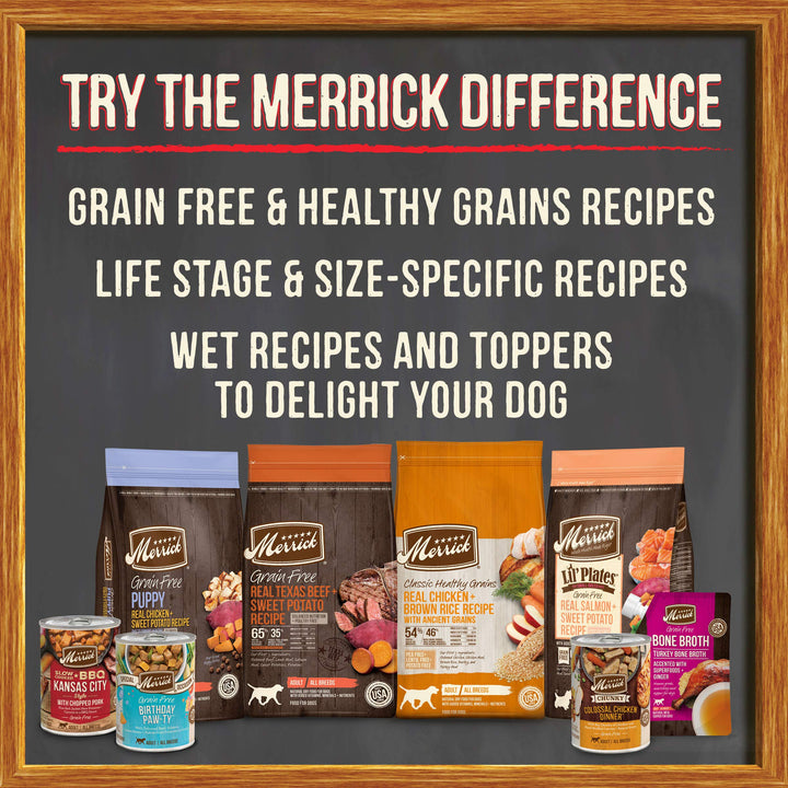 Merrick Chunky Recipes Grain Free Wet Dog Food Variety Pack, Canned Dog Food - (12) 12.7 oz. Cans 9.53 Pound (Pack of 1) Chunky Variety Pack