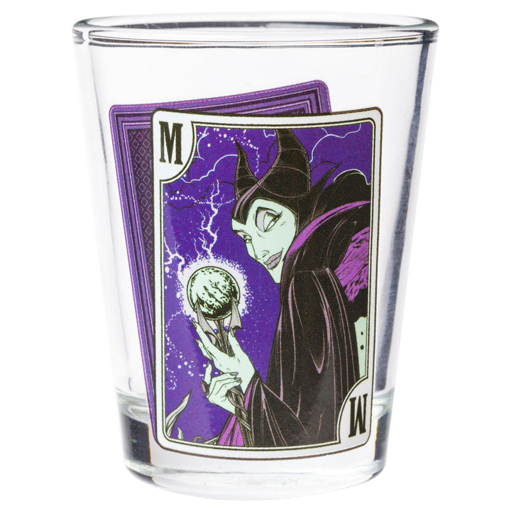Silver Buffalo Disney Villain Cards Mini Glasses 4 Pack Featuring Cruella De Vil, Ursula, The Evil Queen and Maleficent, 1.5 Ounces Villains Cards
