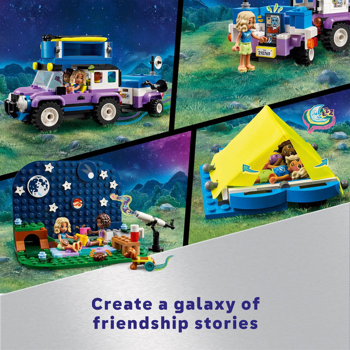 LEGO Friends Stargazing Camping Vehicle Adventure Toy, Includes 2 Mini-Dolls, Camping Trailer, Telescope Toy, and a Dog Figure, Science Toy Gift Idea for Girls, Boys and Kids Ages 7 and Up, 42603 Multicolor