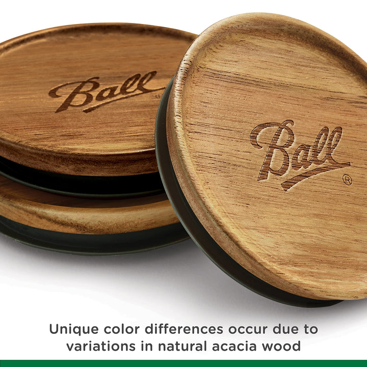 Ball Jar Wooden Storage Lids, regular, Brown, 5 Count (Pack of 1) Acacia Wood Regular Mouth, 5 Count (Pack of 1)