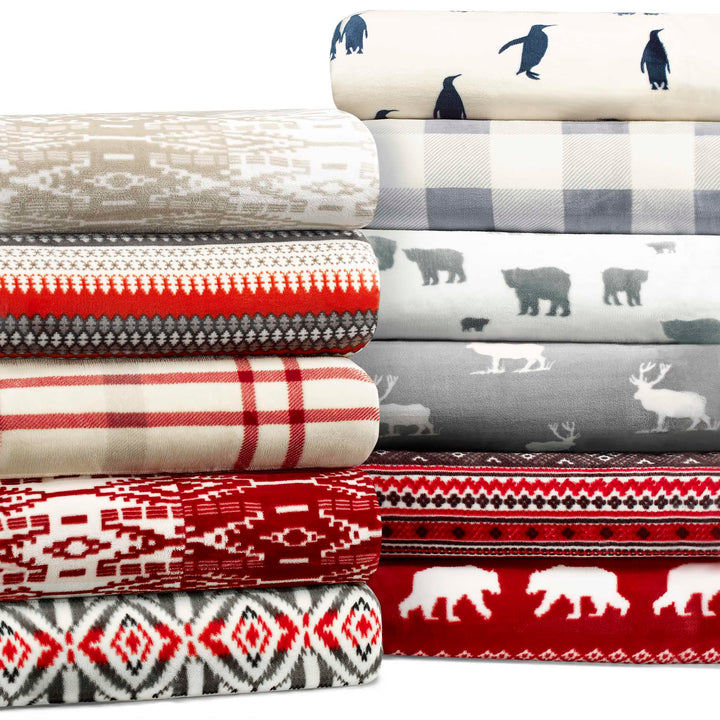 Eddie Bauer - Throw Blanket, Super Soft Reversible Sherpa Fleece Bedding, Ideal Christmas & White Elephant Gifts, Cozy Plaid Throw Blankets for Couch (Elk Stance Grey, Throw) Elk Stance Grey/White Animal