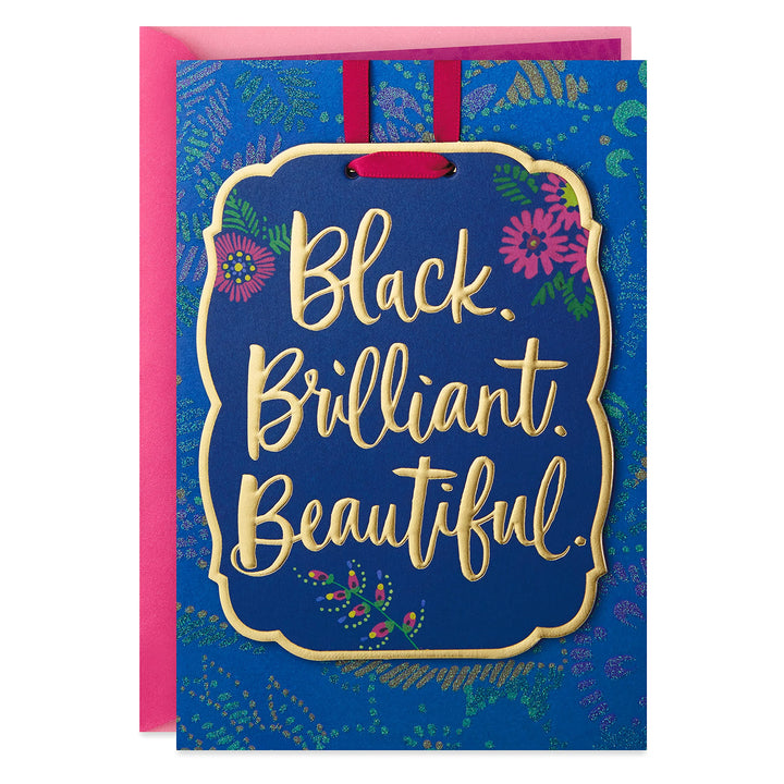 Hallmark Mahogany Birthday Card for Women with Removable Ornament (Black, Brilliant, Beautiful)