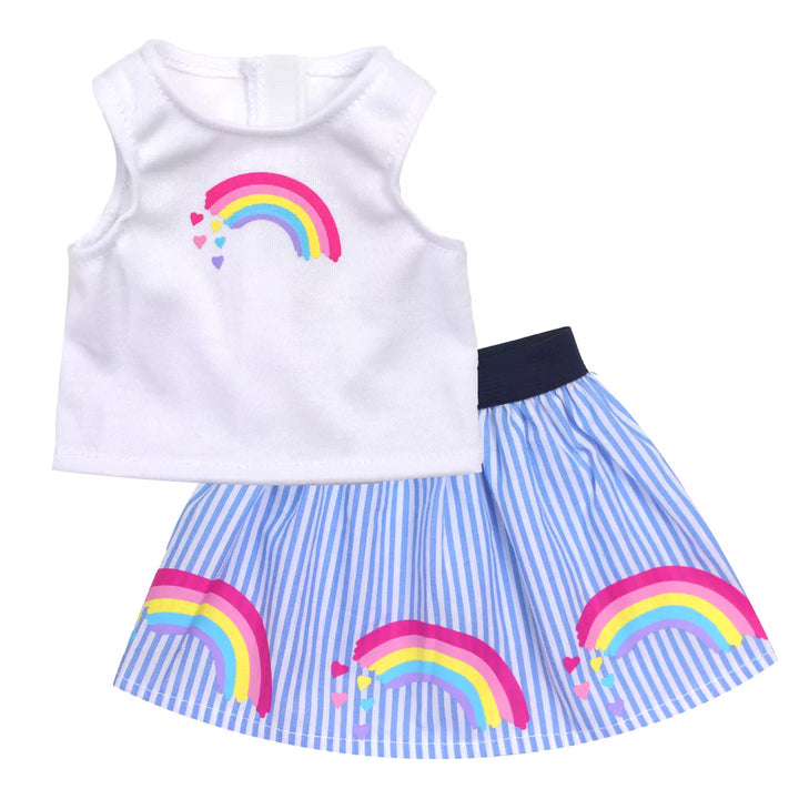 Sophia’S Rainbow Shirt and Striped Skirt for 18" Dolls, Multicolor