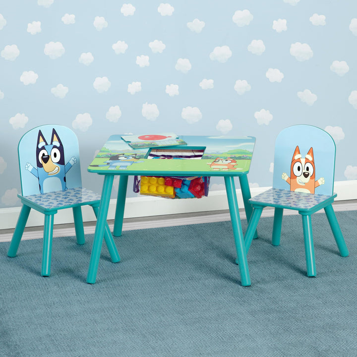 Delta Children Kids Table Storage (2 Chairs Included) -Ideal for Arts & Crafts, Snack Time, Homeschooling, Homework & More, Baby Shark, 3 Piece Set