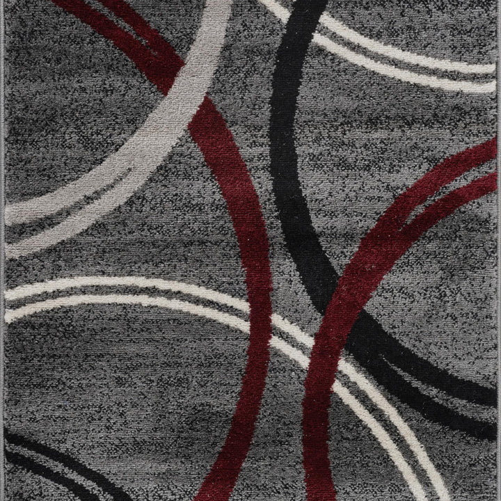 Rugshop Modern Wavy Circles Design Area Rug 2'7" x 4' Red 2'7" x 4'