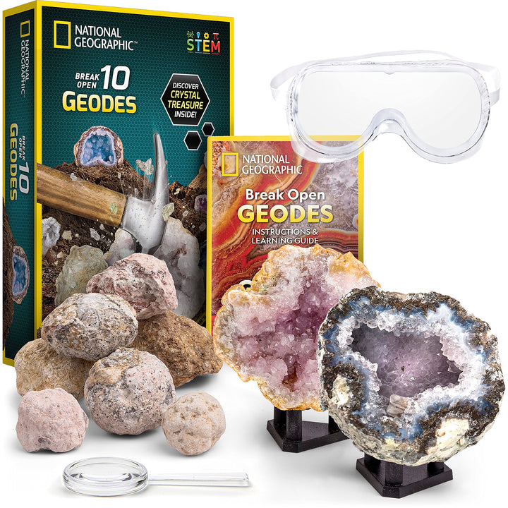 NATIONAL GEOGRAPHIC Crystal Growing and Geode Breaking STEM Kits for Kids