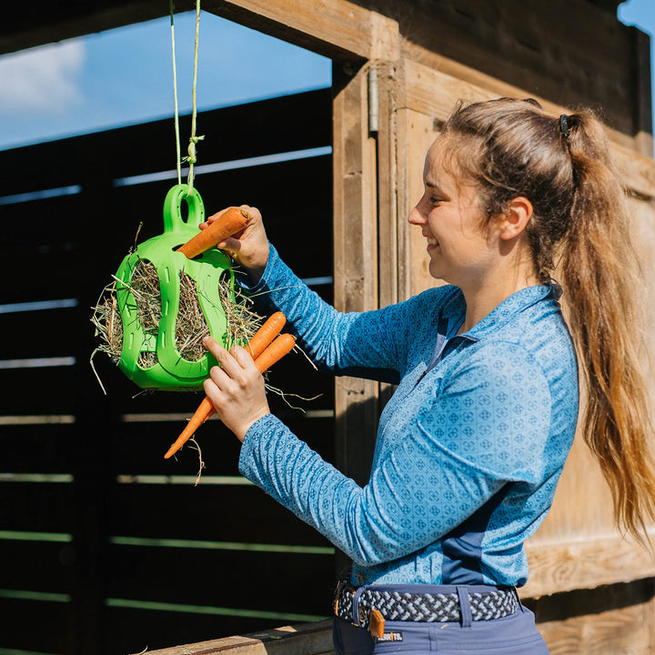 Horsemen's Pride Jolly Hay Ball Stall Toy for Horses, Blue, 8"