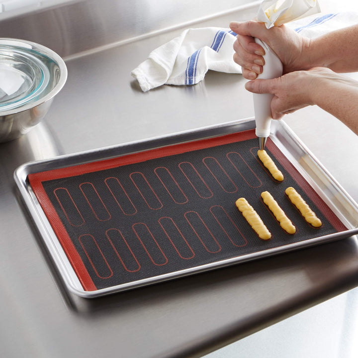 Basics Silicone Non-Stick Eclair Baking Mat, Reusable, Easy to Clean, 2 Pack, Black/Red/White, Rectangular, 15.7" x 11.8" (Previously Commercial brand) 15.7" x 11.8" Pastry Mat