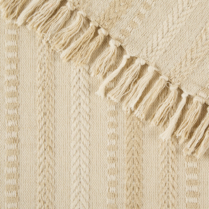 DII Farmhouse Braided Stripe Table Runner Collection, 15x72 (15x77, Fringe Included), Vintage Linen 15x72" (15x77", Fringe Included) Striped