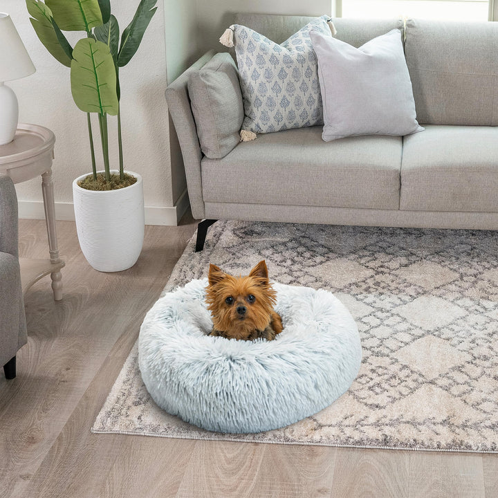 Best Friends by Sheri The Original Calming Donut Cat and Dog Bed in Shag Fur Frost, Extra Small 18" 18.0"L x 18.0"W x 7.0"Th Bed Only Shag Frost