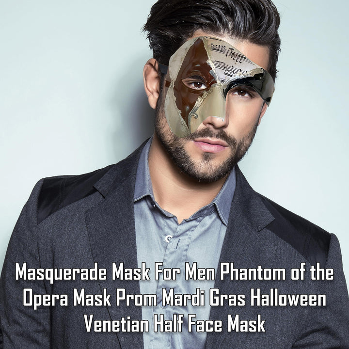 Masquerade Mask For Men Phantom Of The Opera Mask Prom Mardi Gras Haloween Venetian Half Face Mask Silver Mocha One Size